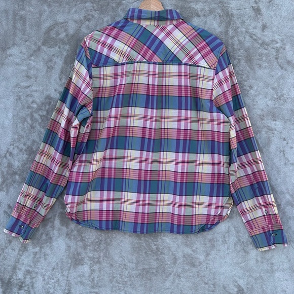J.Crew Women’s Plaid button down  Popover Shirt Long Sleeve Classic Fit Sz L - Picture 9 of 15
